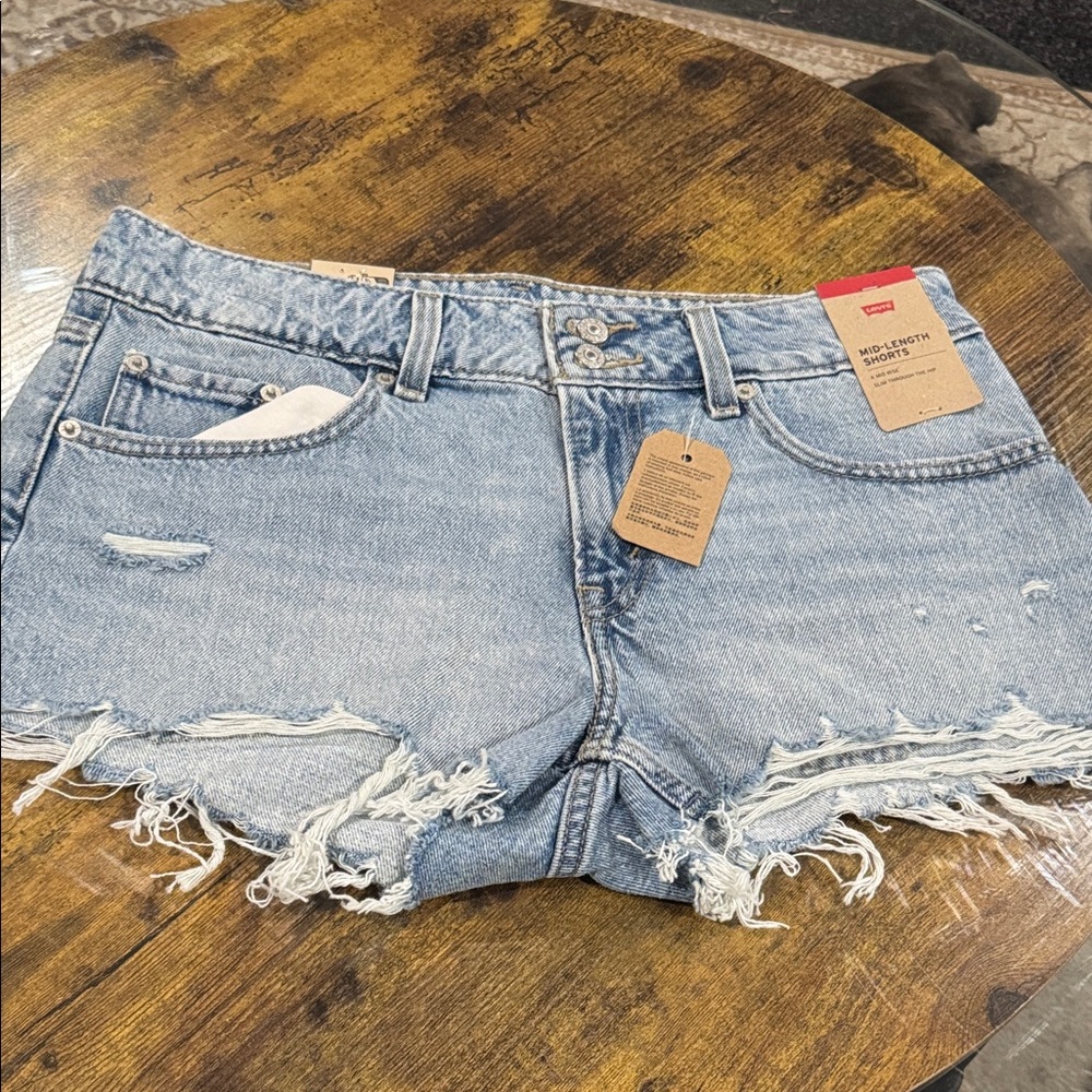 Women’s Levi’s Distressed  Light Blue Denim Shorts